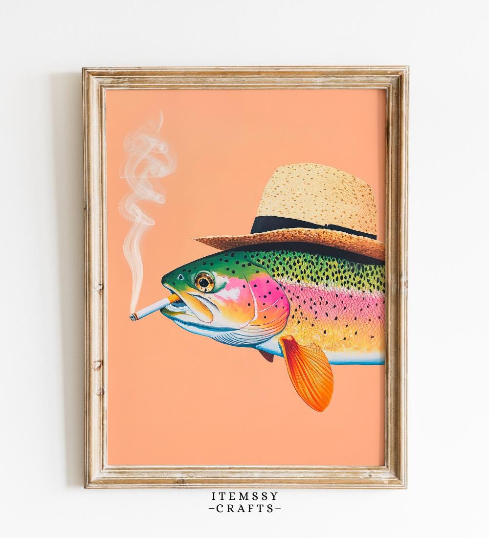 Trout Smoking wall art print