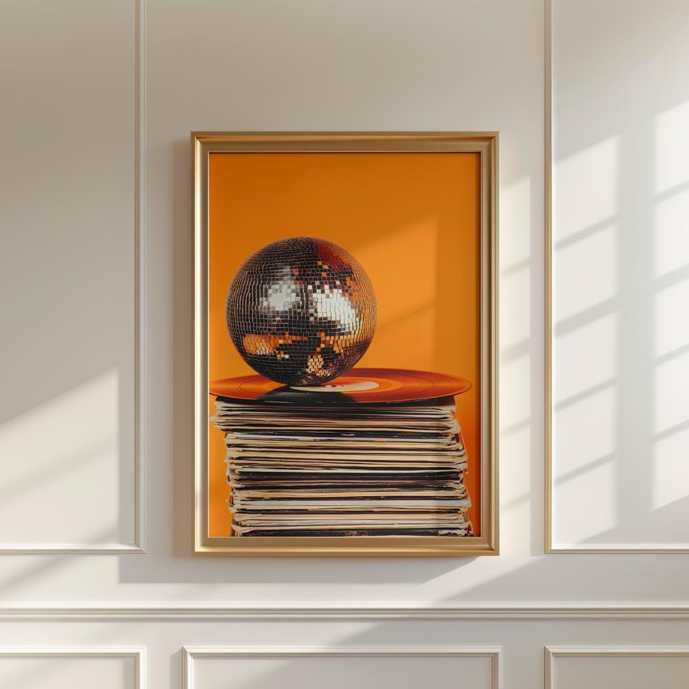 Disco Ball Vinyl Record Wall wall art print