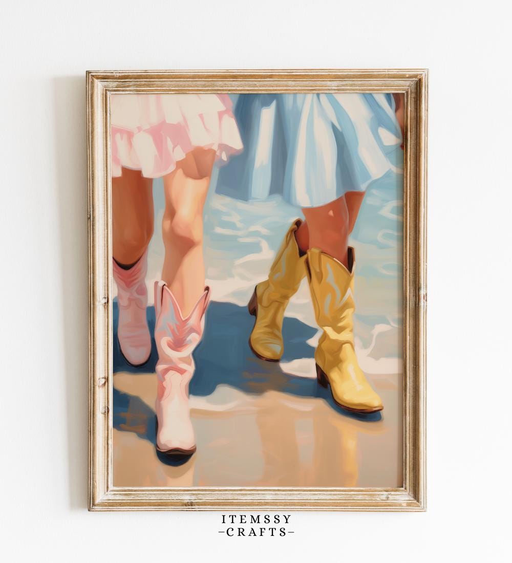 Coastal Cowgirl Boots Beach wall art print