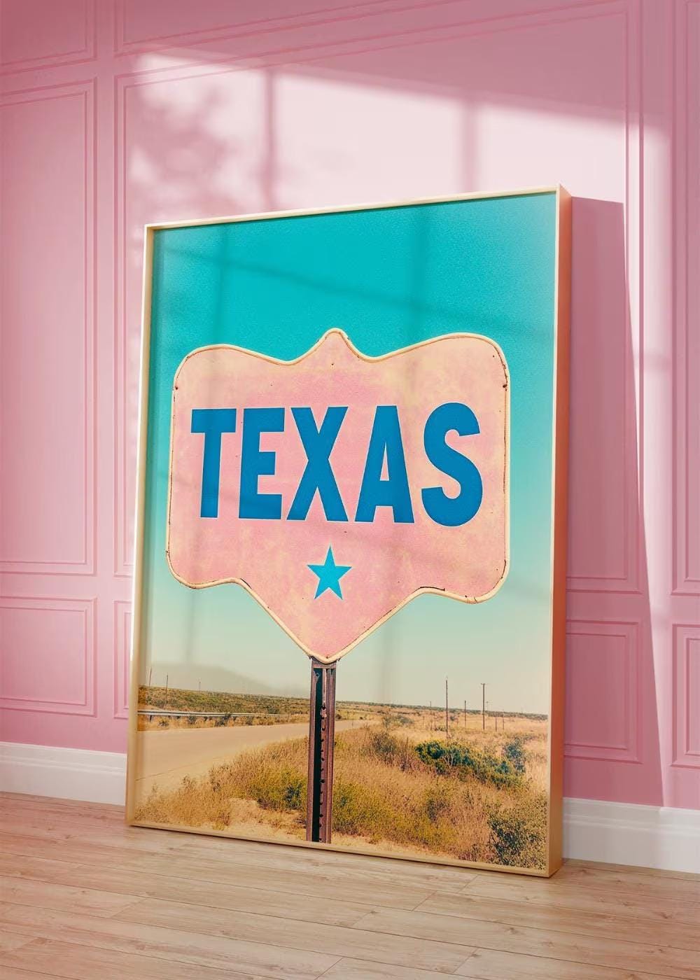 Vintage Texas Road Sign Photography wall art print