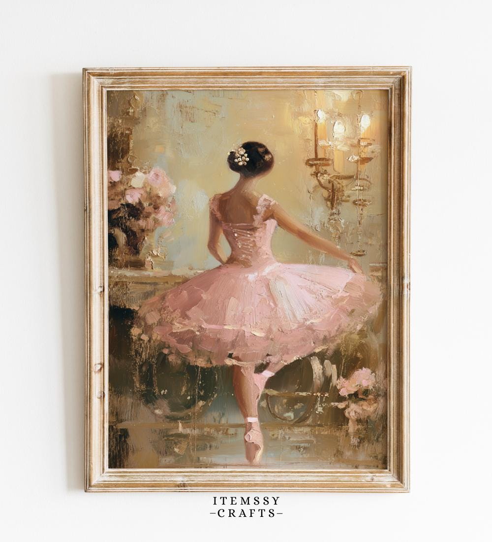 Ballet Art Print, Elegant Pink Ballerina wall art print