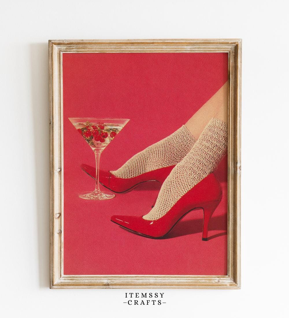 Red Heels Cocktail Art wall art print