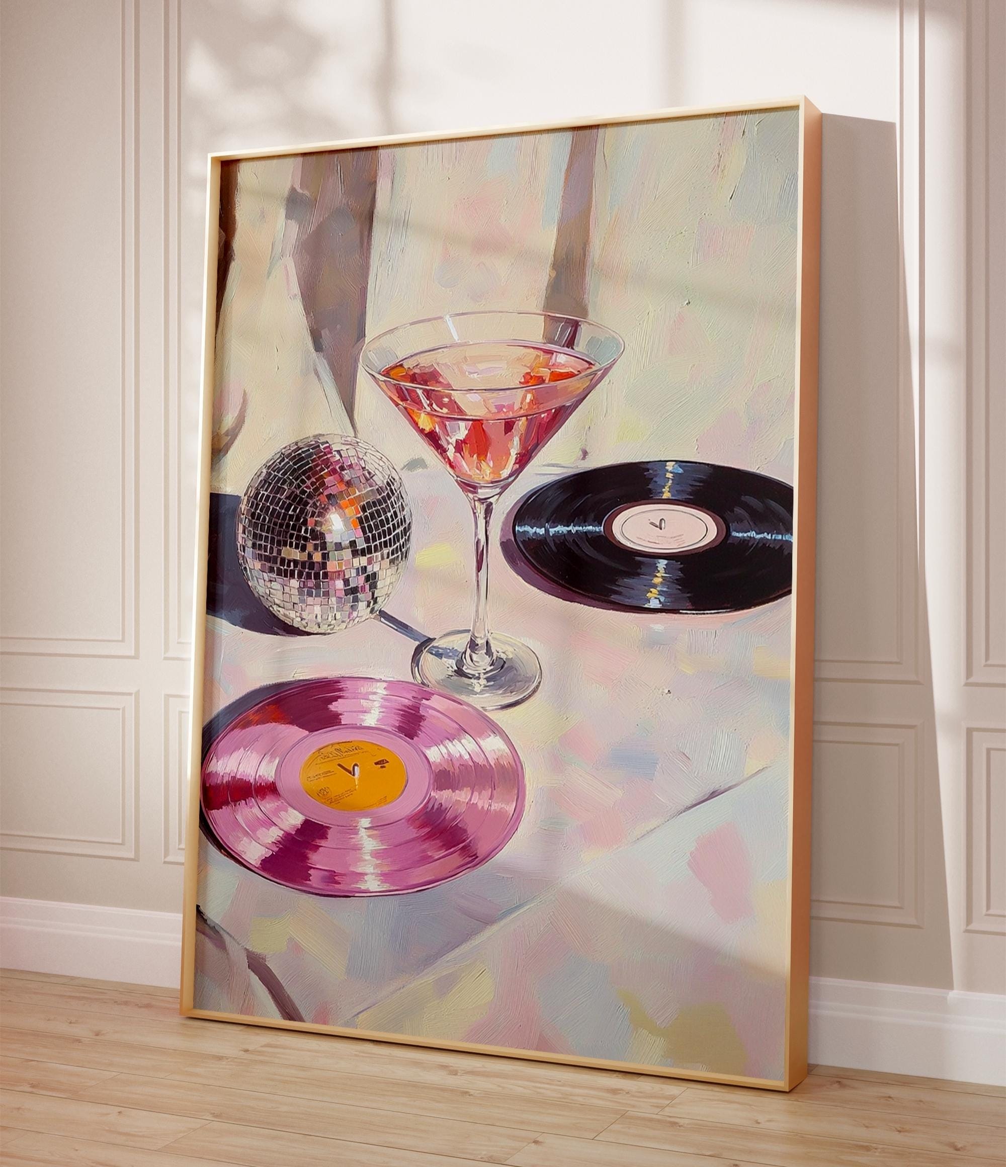 Disco Ball Martini Painting wall art print