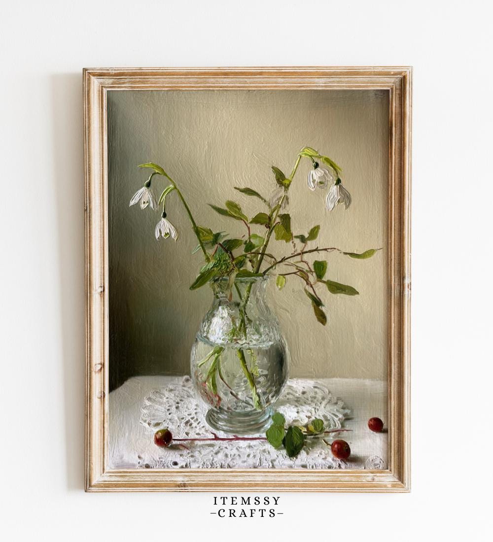 Snowdrop Botanical Still Life Wall wall art print