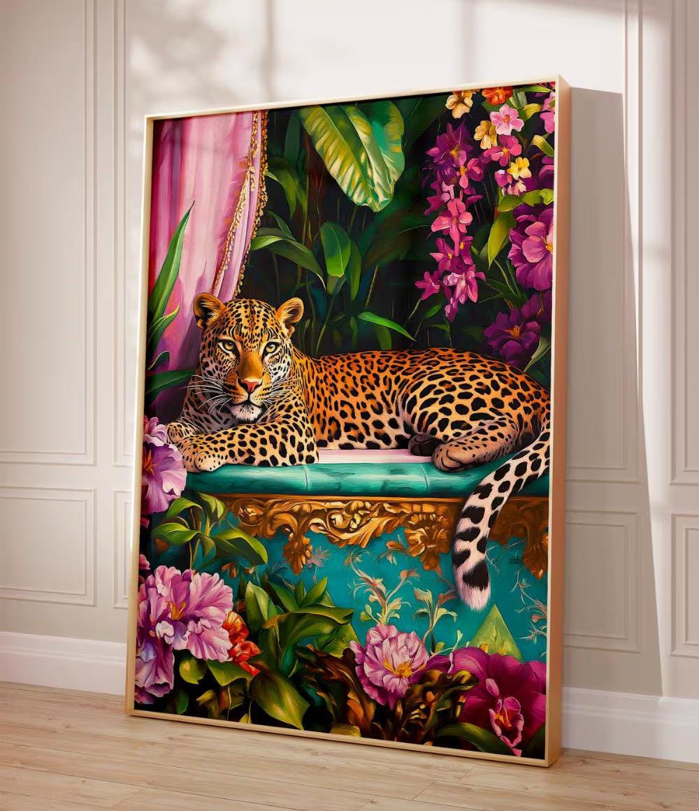 Leopard in Bathtub wall art print