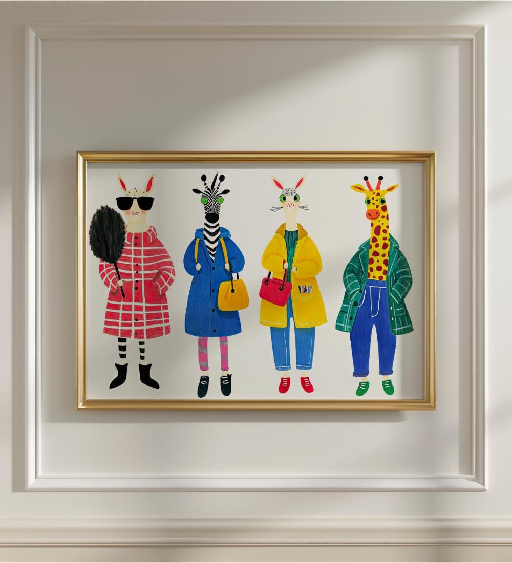Dressed Up Animals Fashion wall art print