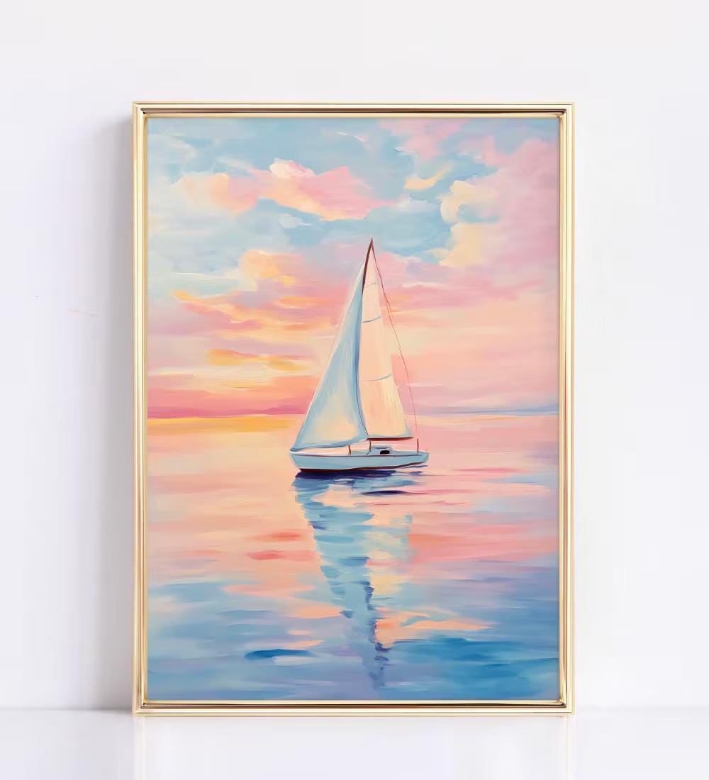Colorful Sailboat Sunset wall art print