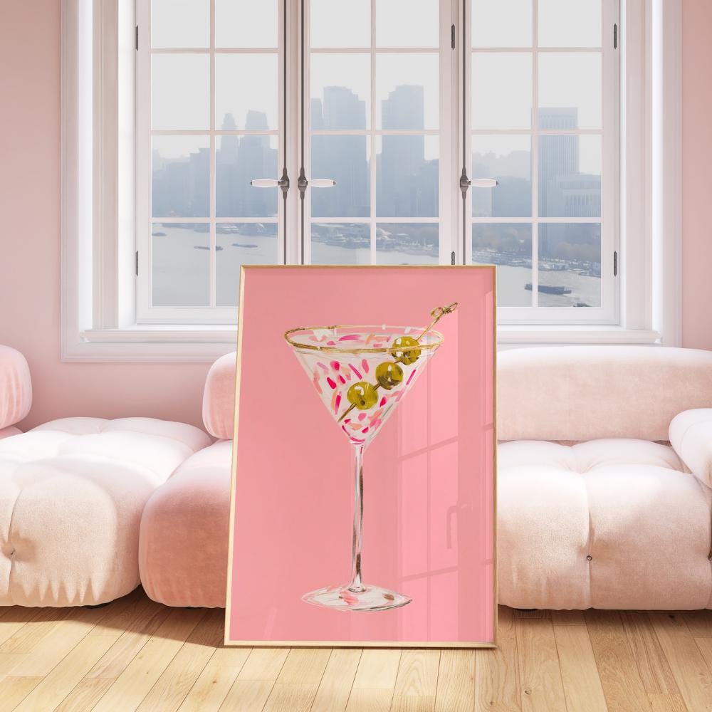 Chic Martini Art for Glam Bar Decor wall art print