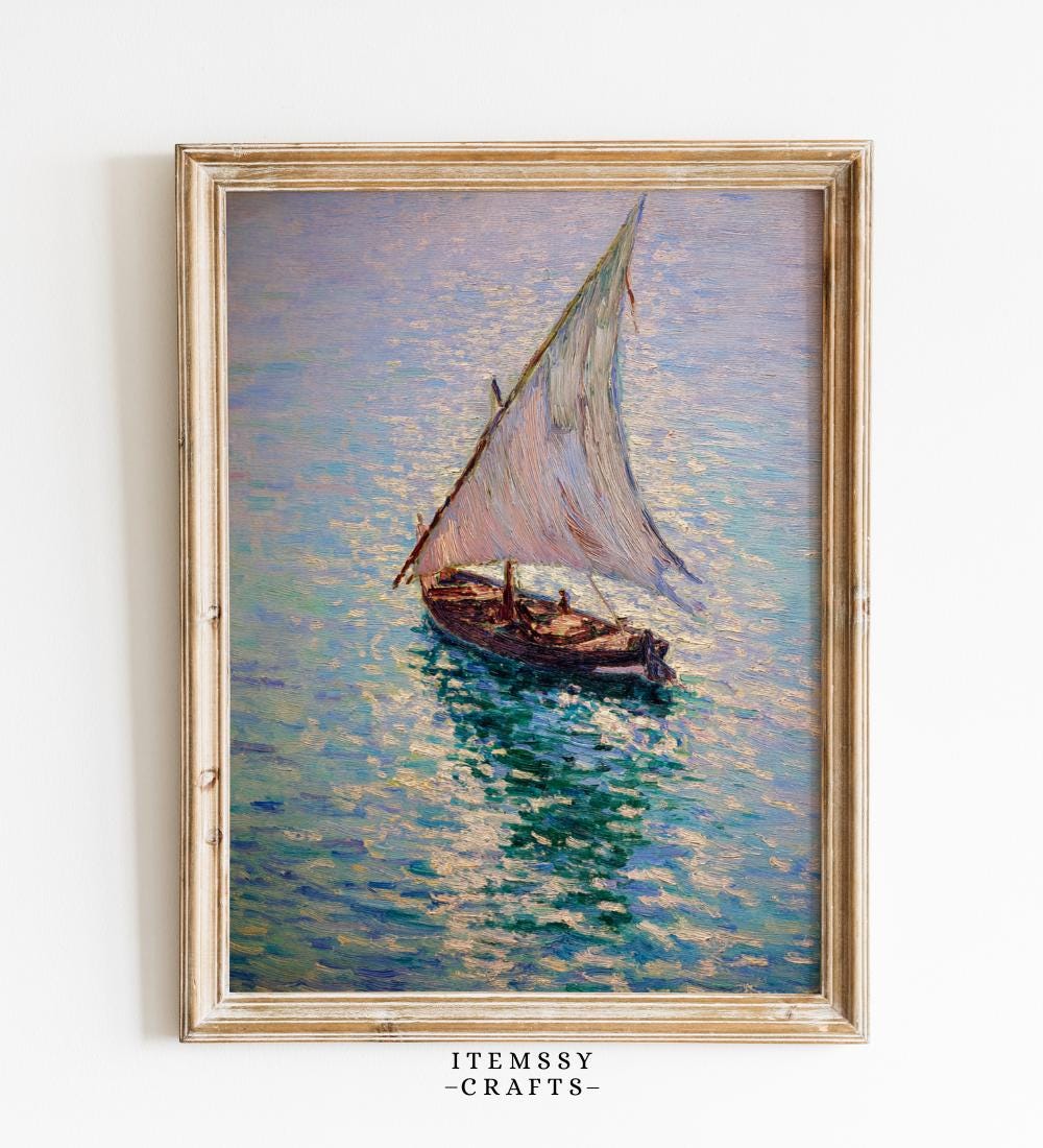 Vintage Sailboat Painting wall art print
