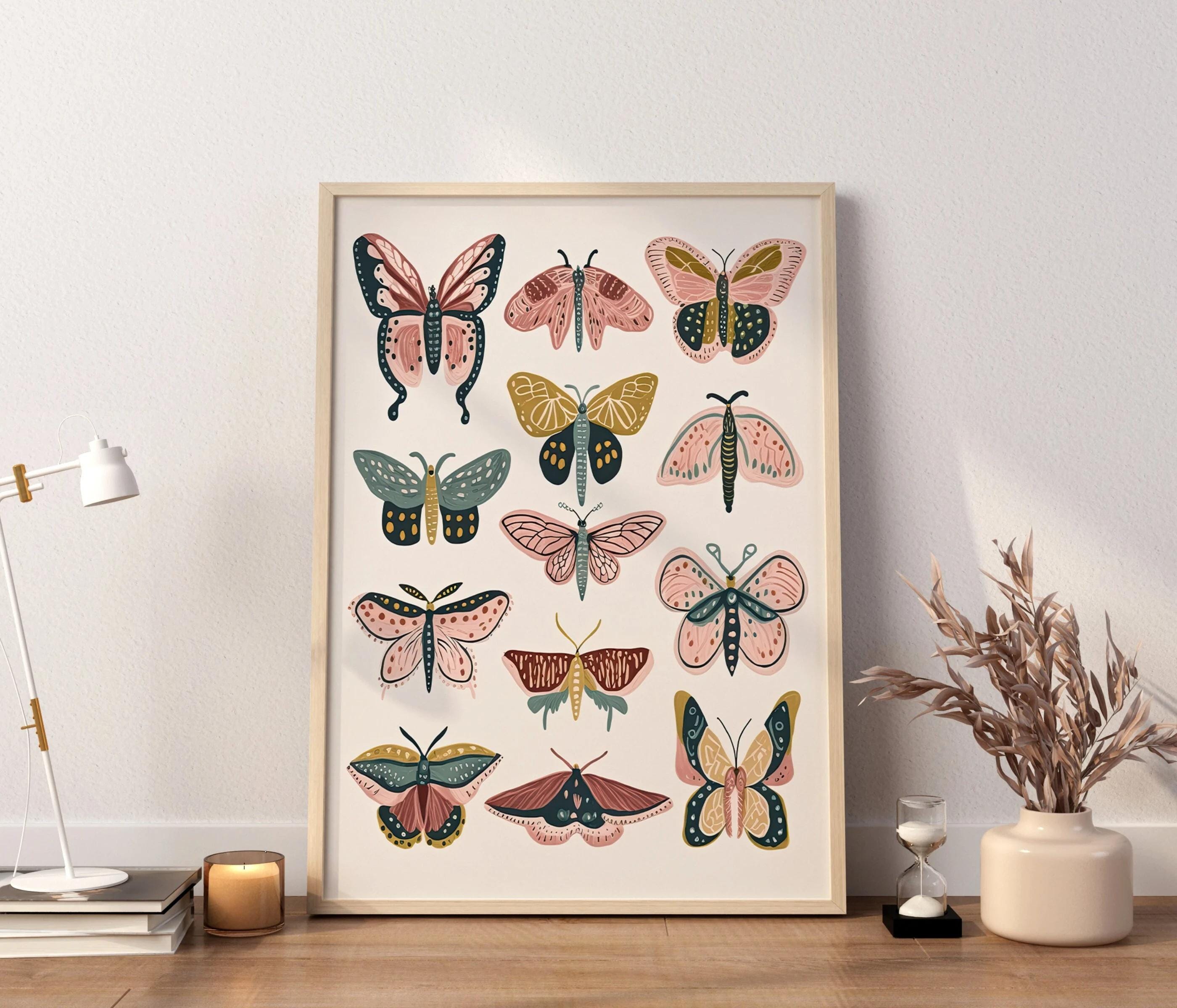 Boho Butterfly and Moth Collection wall art print