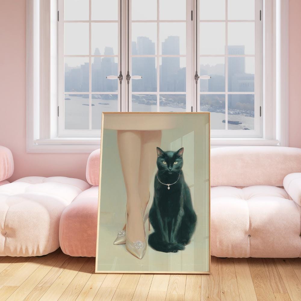 Black Cat Fashion wall art print