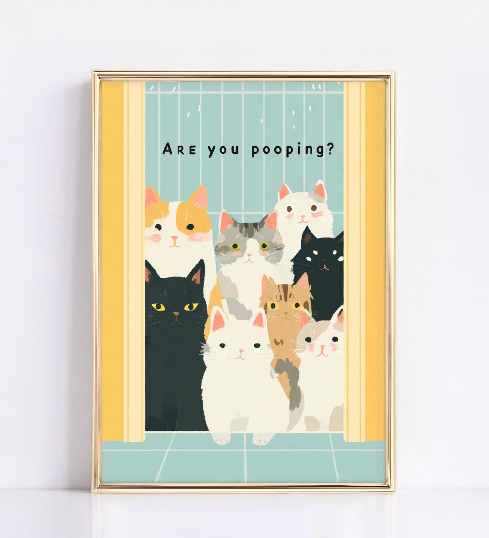 Funny Cats Bathroom Wall wall art print