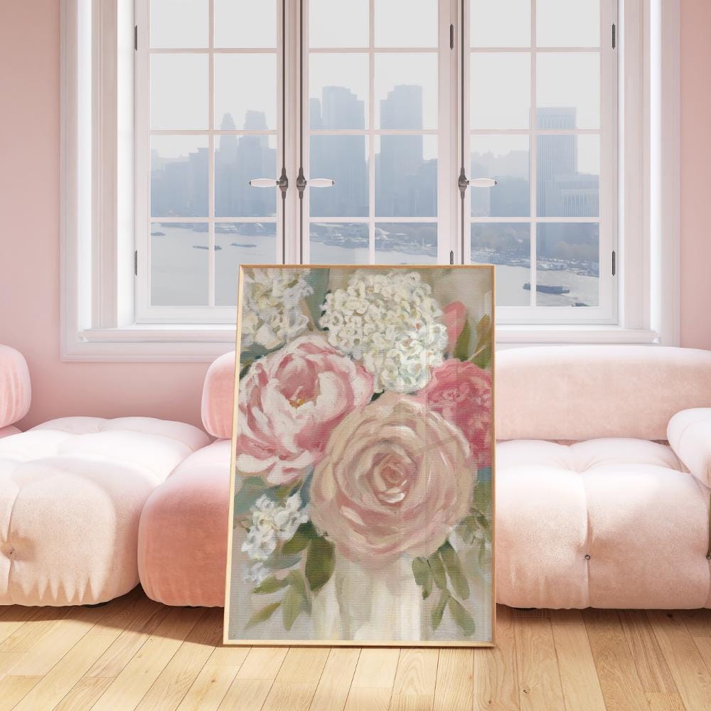 Blush Peony Rose Wall wall art print