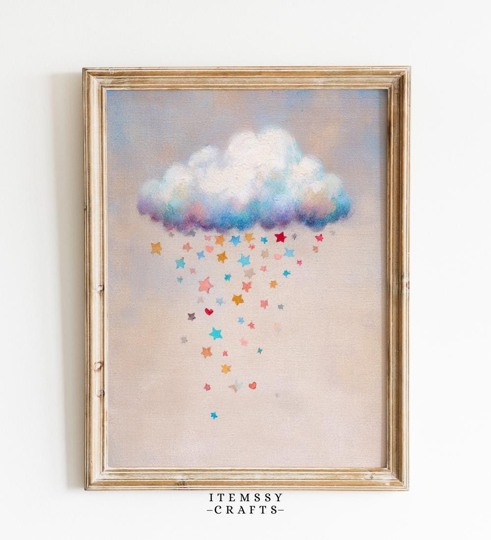 Rainbow Star Cloud Wall wall art print