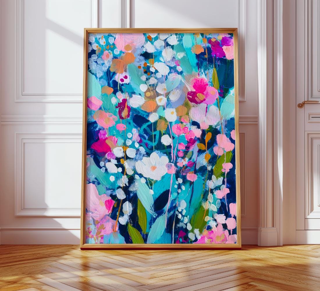 Abstract Floral Art with Vibrant Colors wall art print