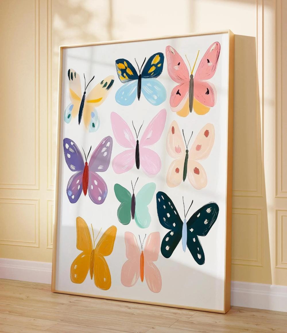 Pastel Butterfly Collection wall art print