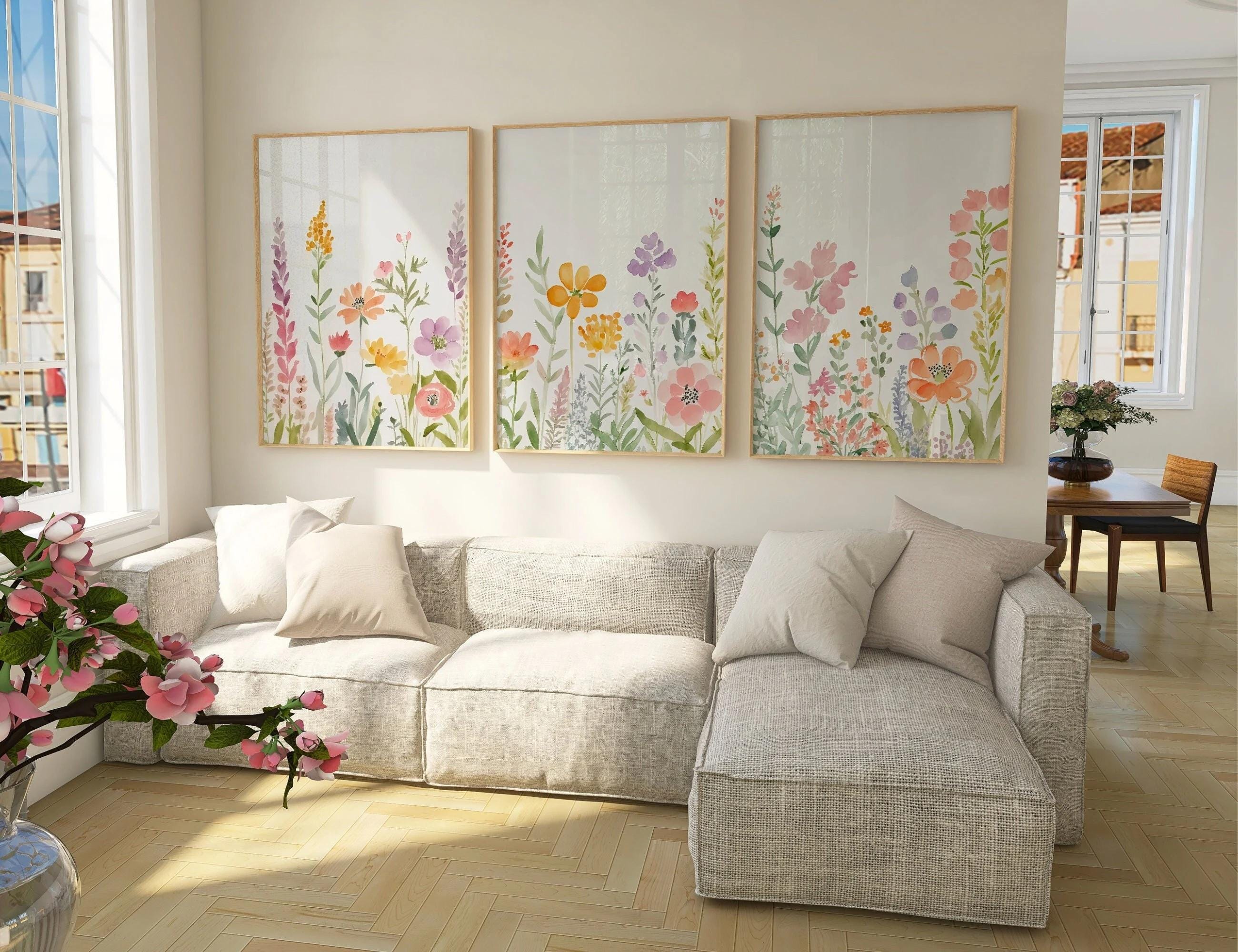 Pastel Wildflower Wall Art Set of 3 Prints wall art print