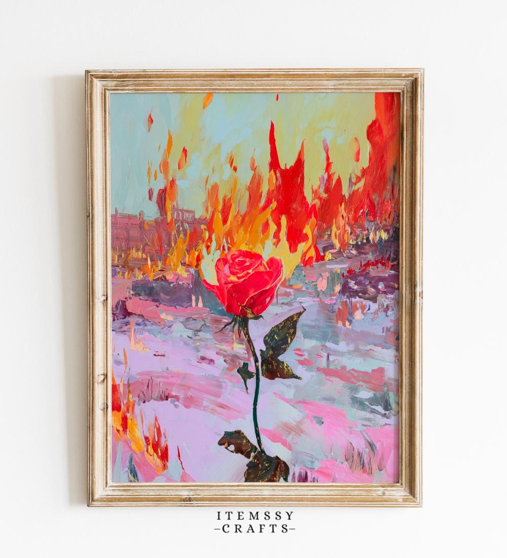 Burning Rose Wall wall art print