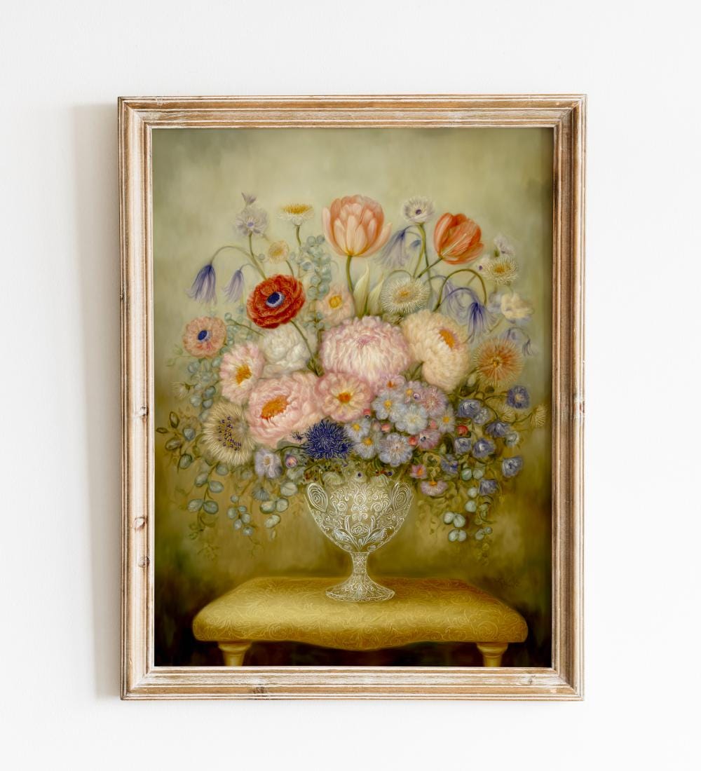 Vintage Floral Bouquet Wall wall art print