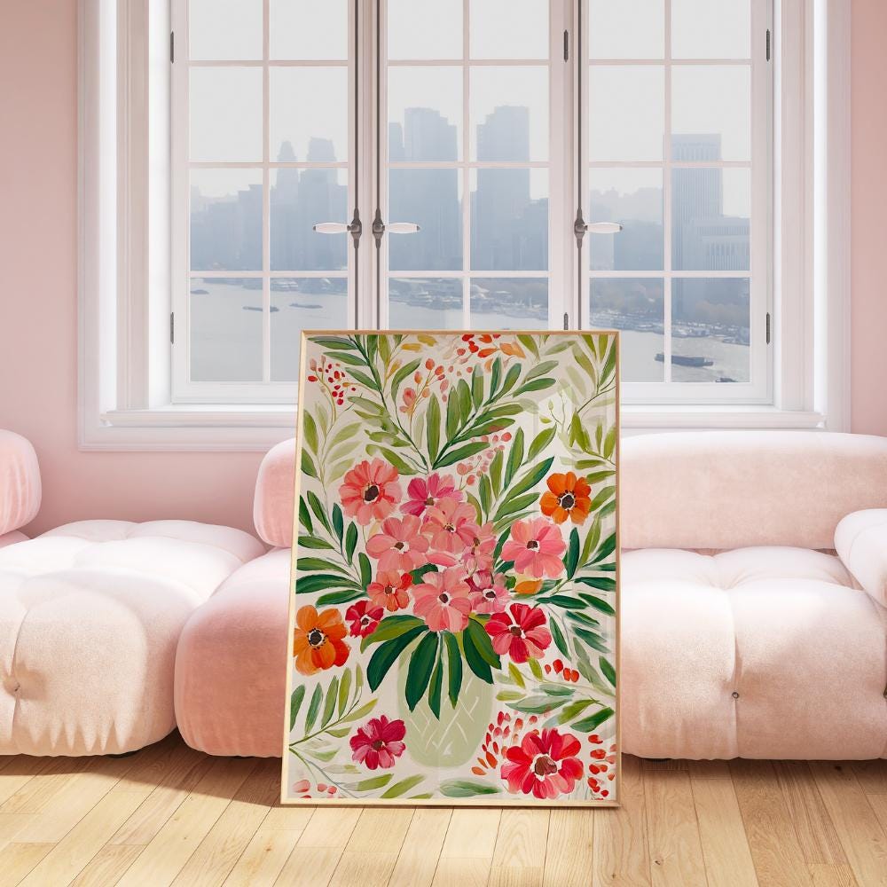 Colorful Floral Vase Wall wall art print