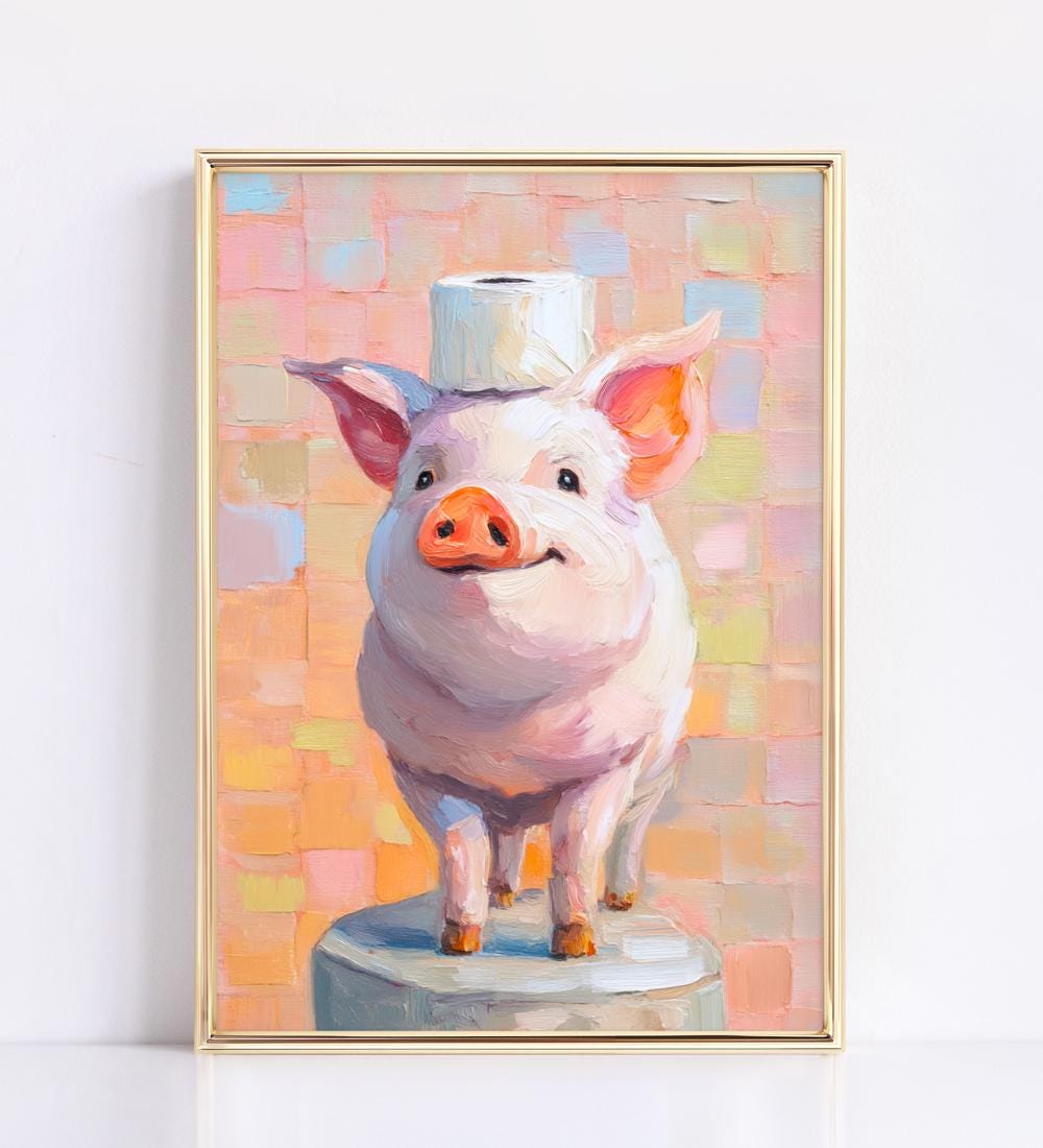 Whimsical Pig Portrait wall art print