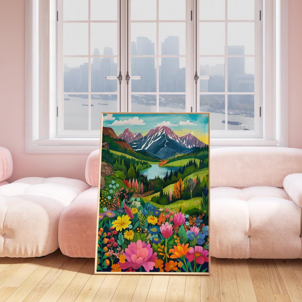 Colorful Mountain Wildflower Wall wall art print