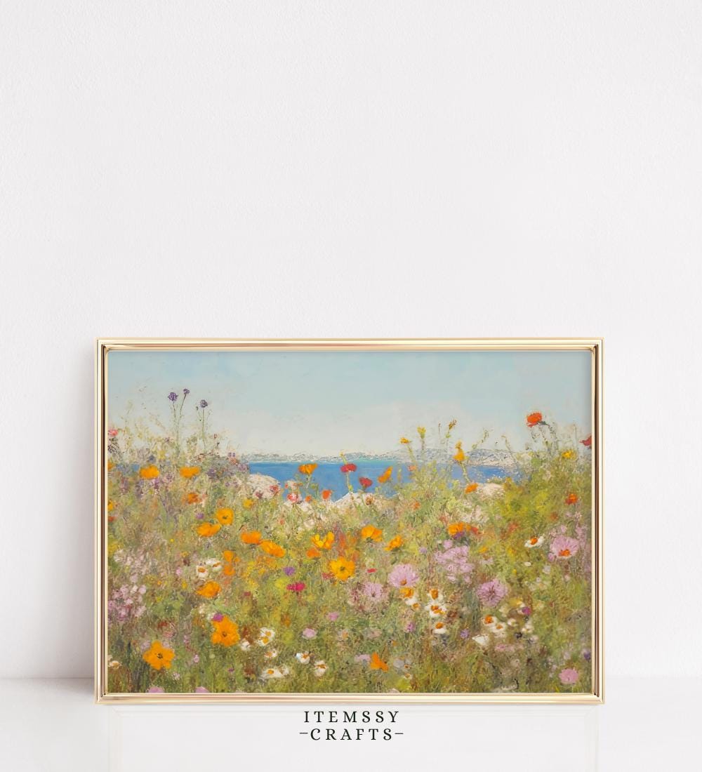 Coastal Wildflower Field Wall wall art print