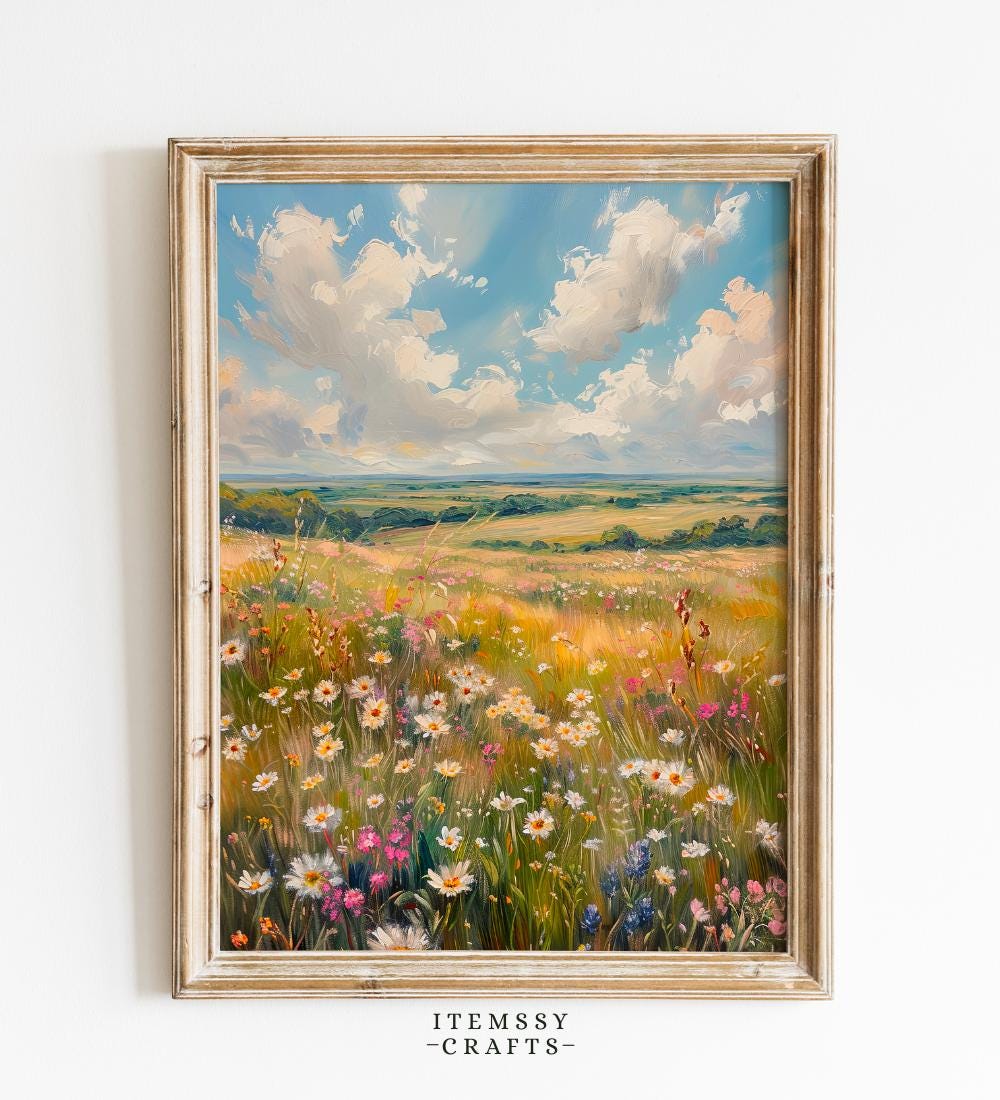 Wildflower Field Landscape Wall wall art print