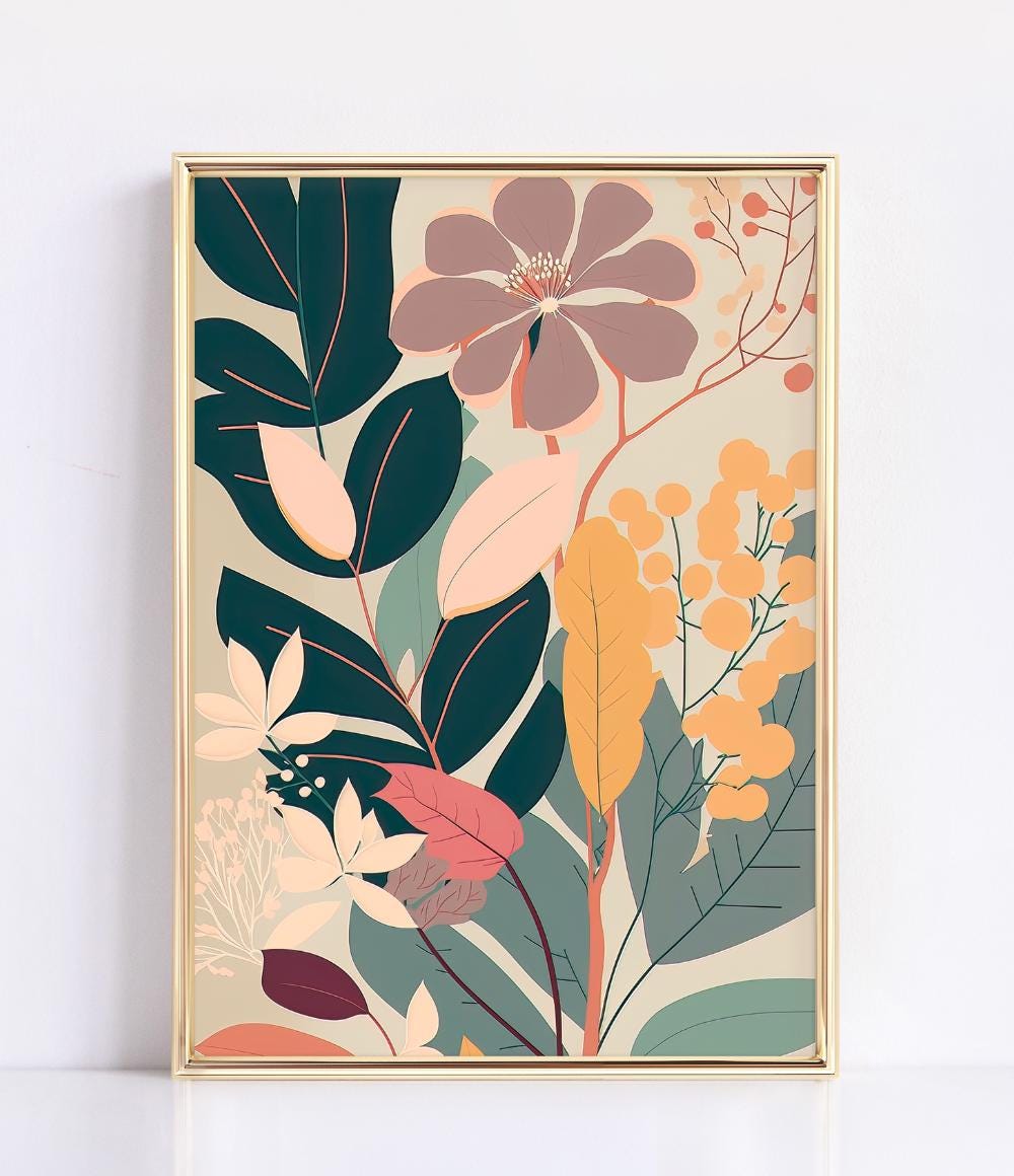 Flat Botanical Leaf Wall wall art print