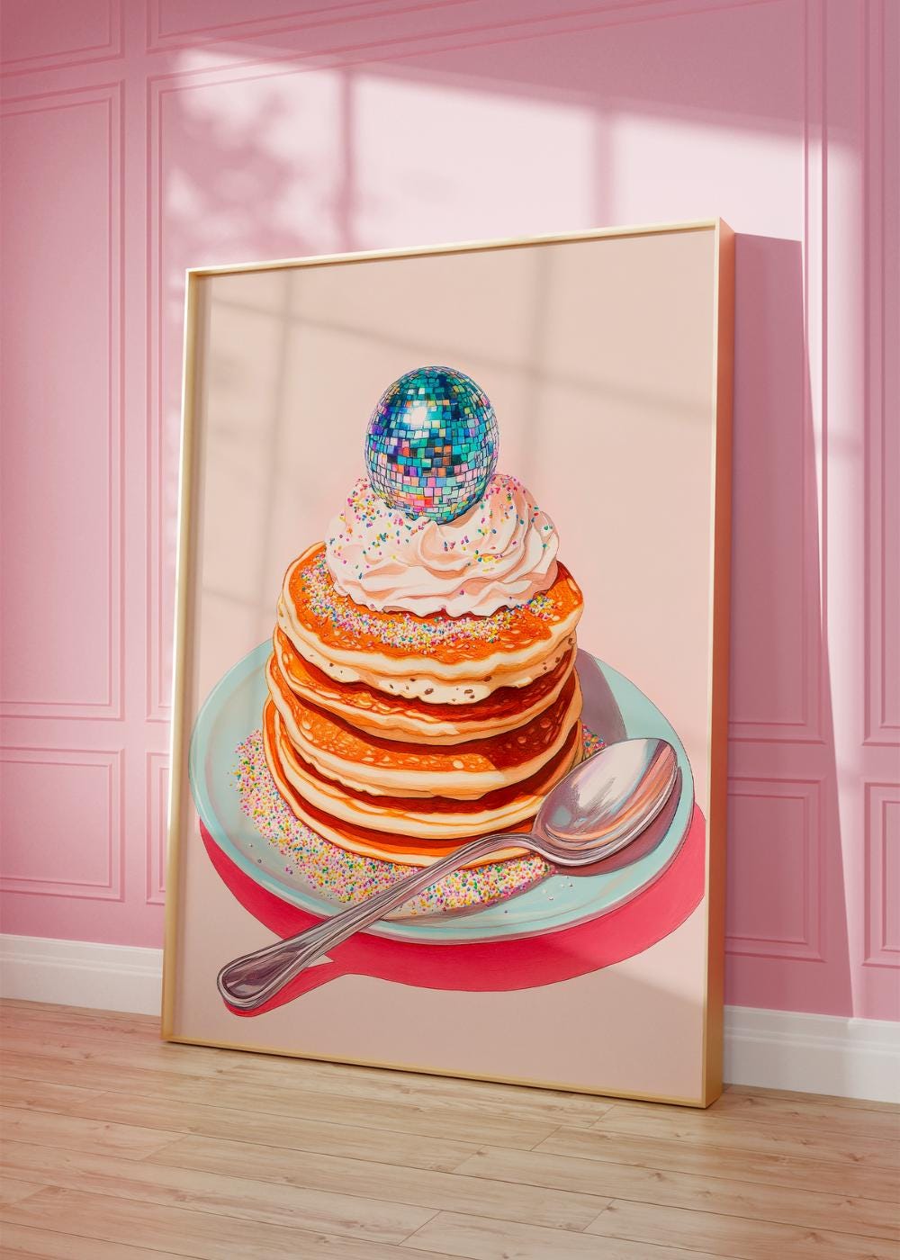 Disco Ball Pancakes Wall wall art print