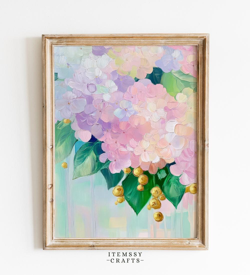 Pink Hydrangea Wall wall art print