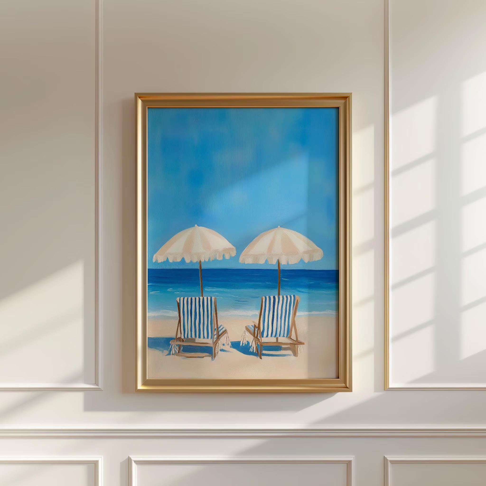 Beach Umbrellas and Chairs Wall wall art print