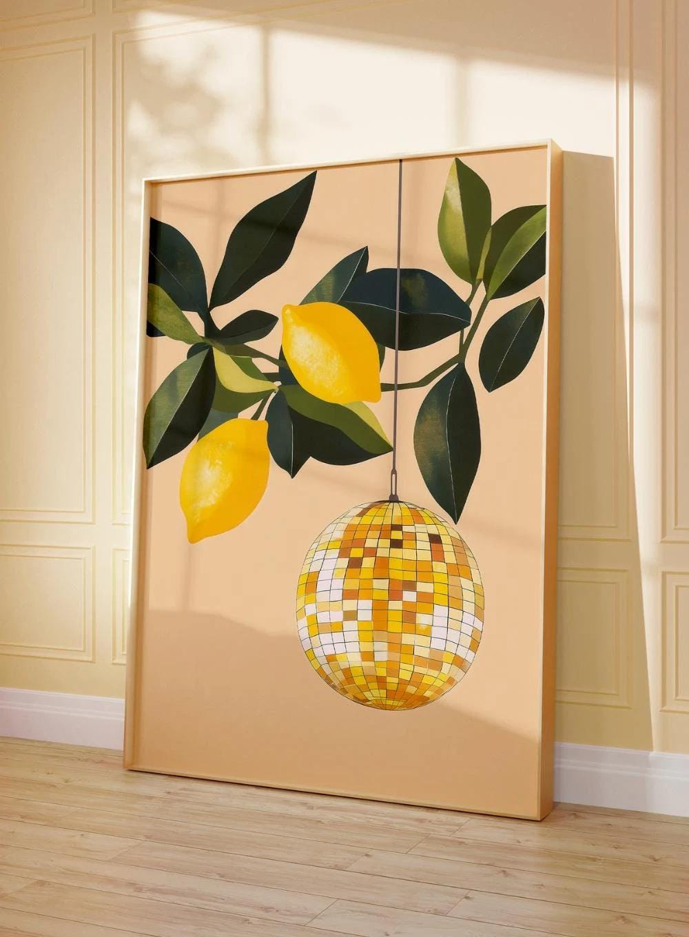 Lemon Disco Ball Wall wall art print