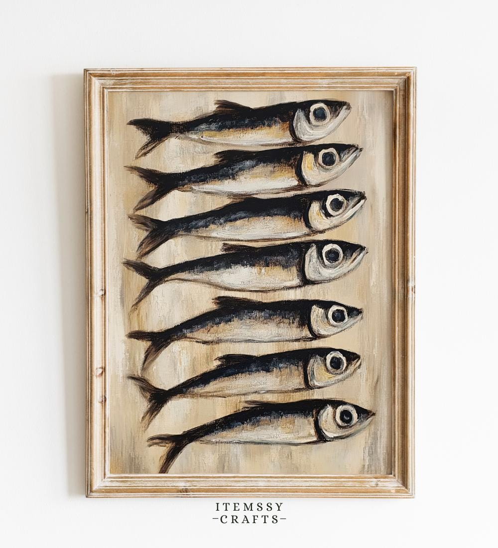 Neutral Sardines Wall wall art print