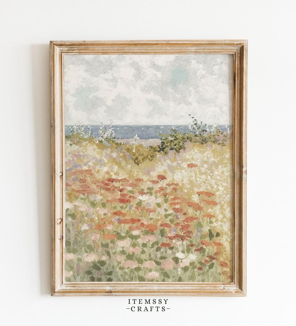 Coastal Poppy Field Wall wall art print