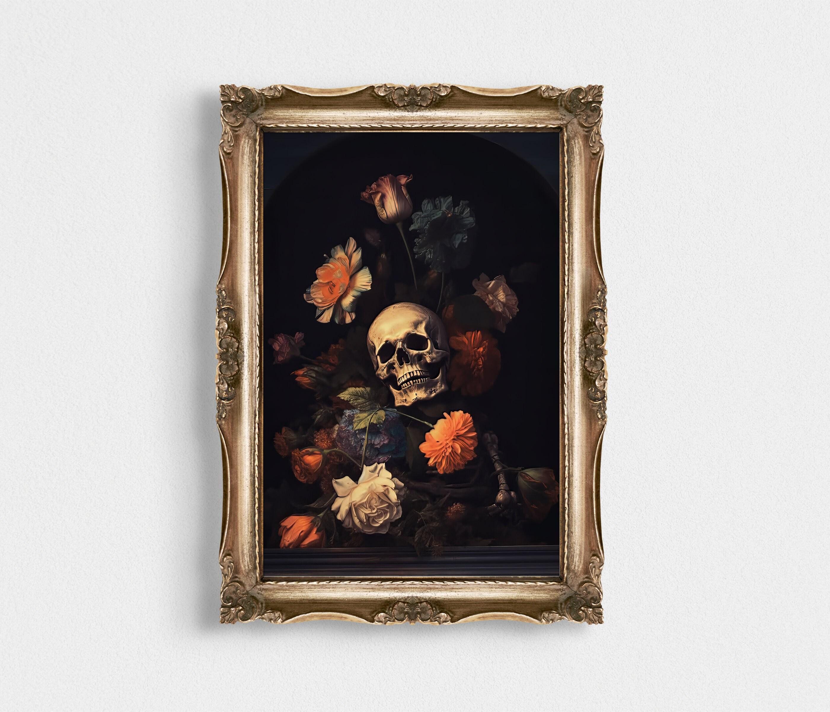 Skull and Flowers Wall wall art print
