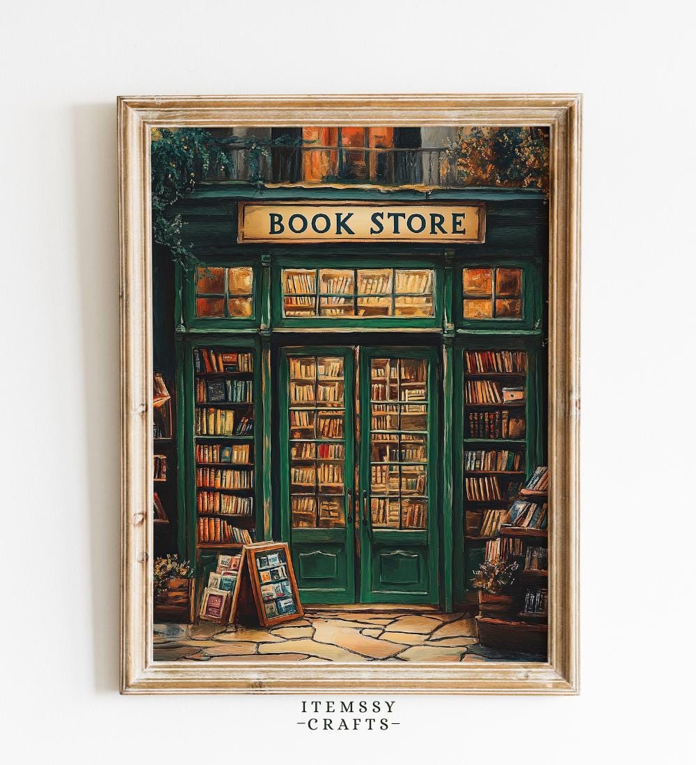 Vintage Bookstore Wall wall art print