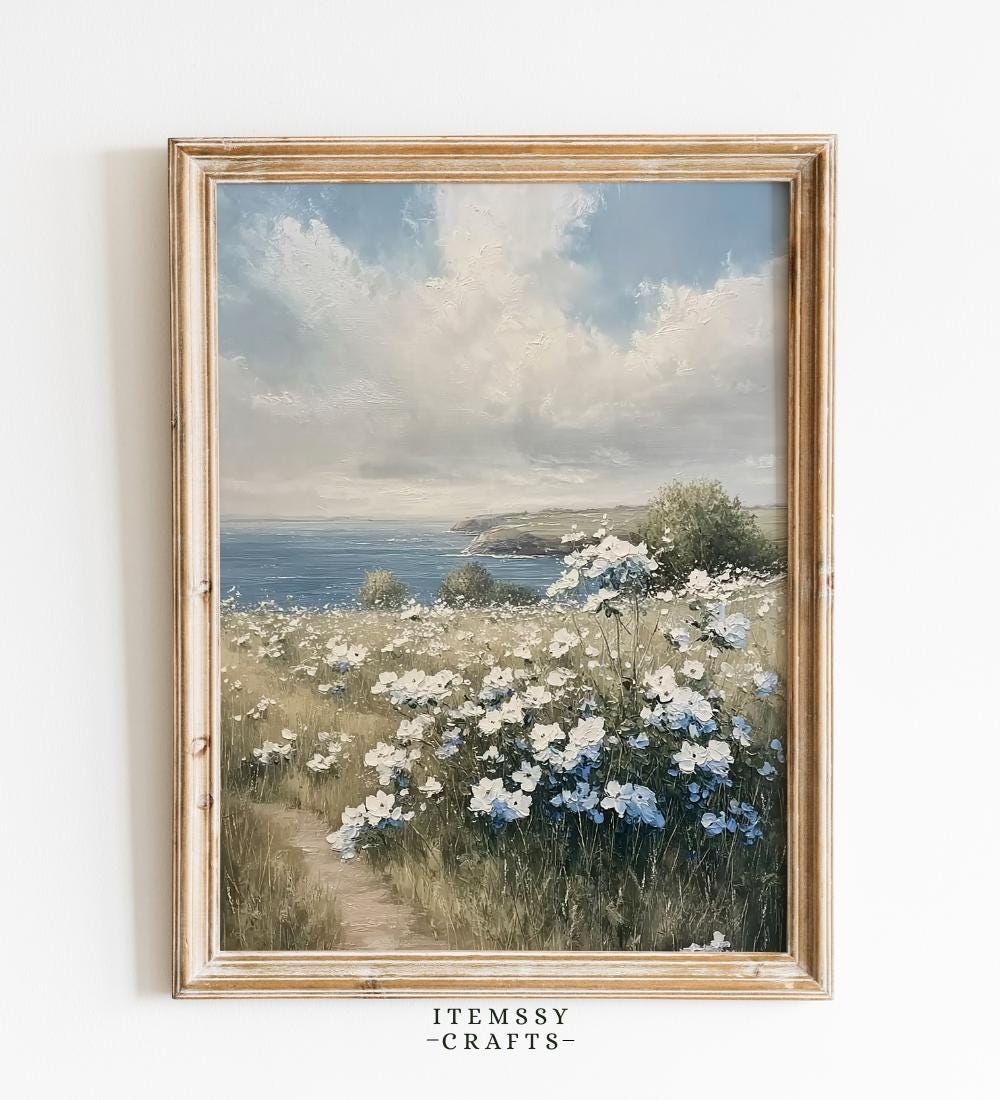 Coastal Wildflower Cliff Wall wall art print