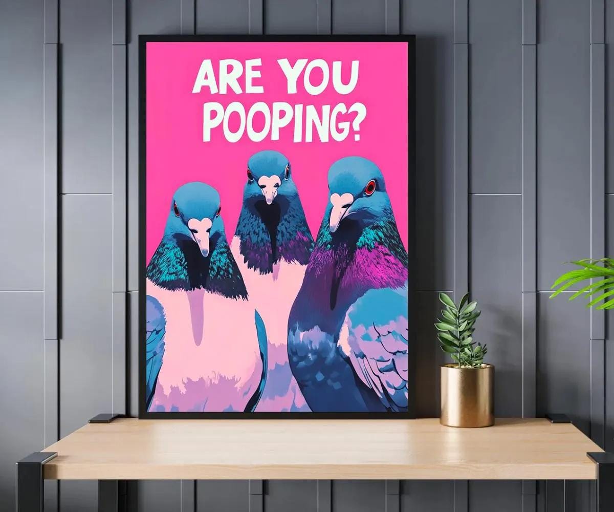 Are You Pooping Funny Bathroom wall art print