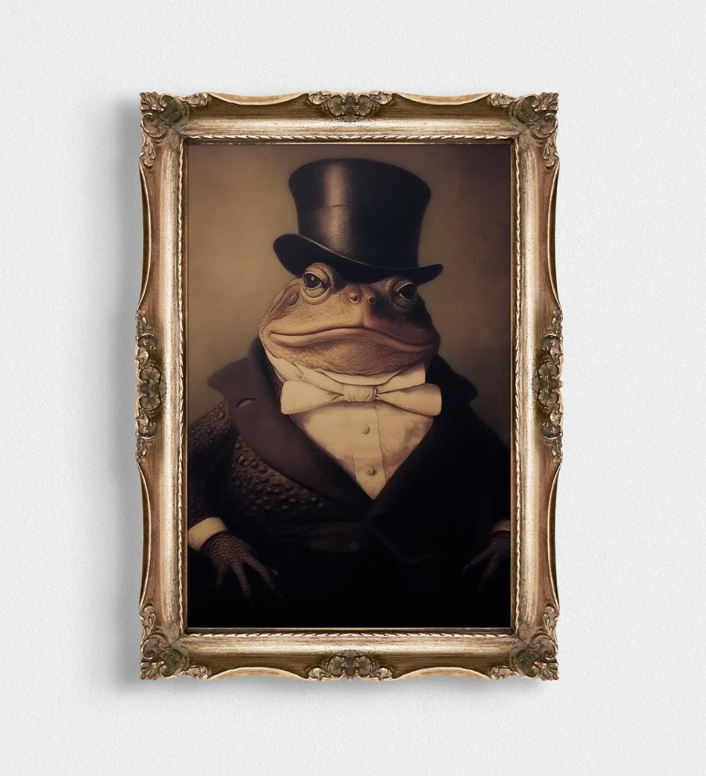 Dapper Frog Portrait Wall wall art print