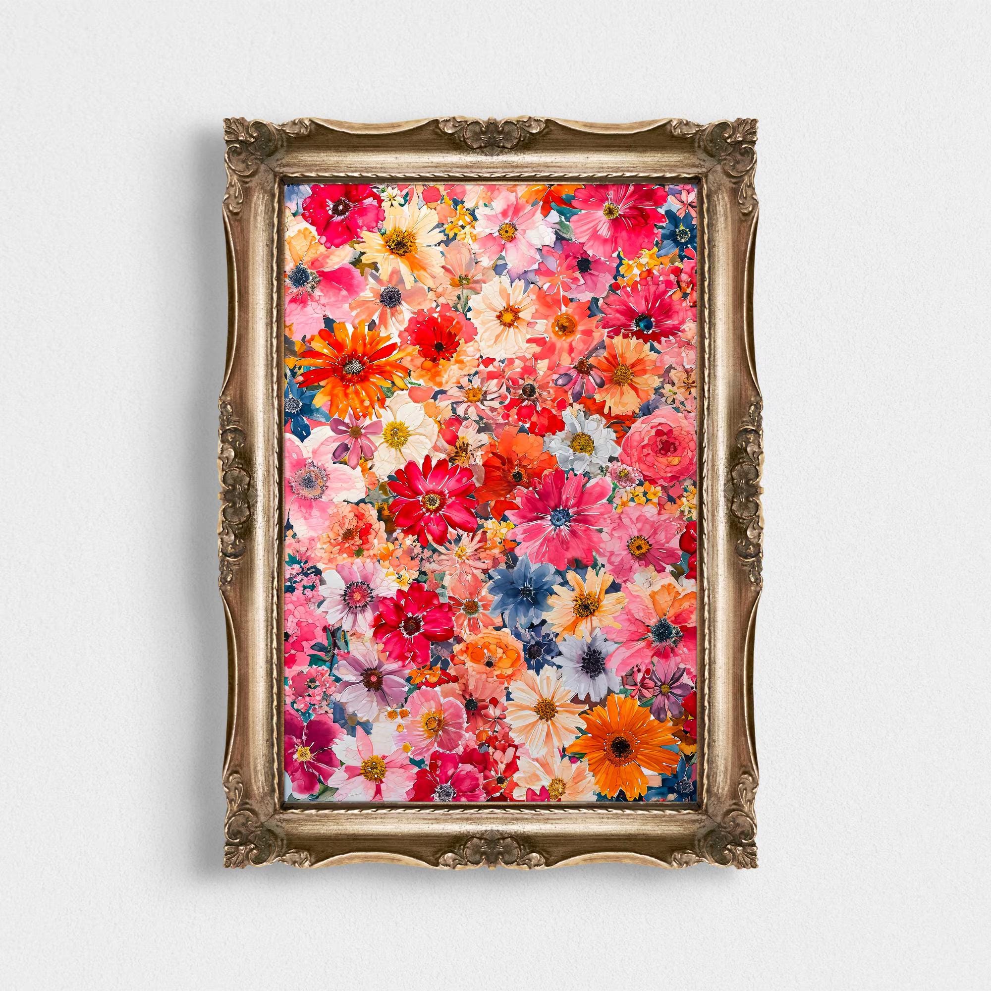 Bold Colorful Floral Collage wall art print