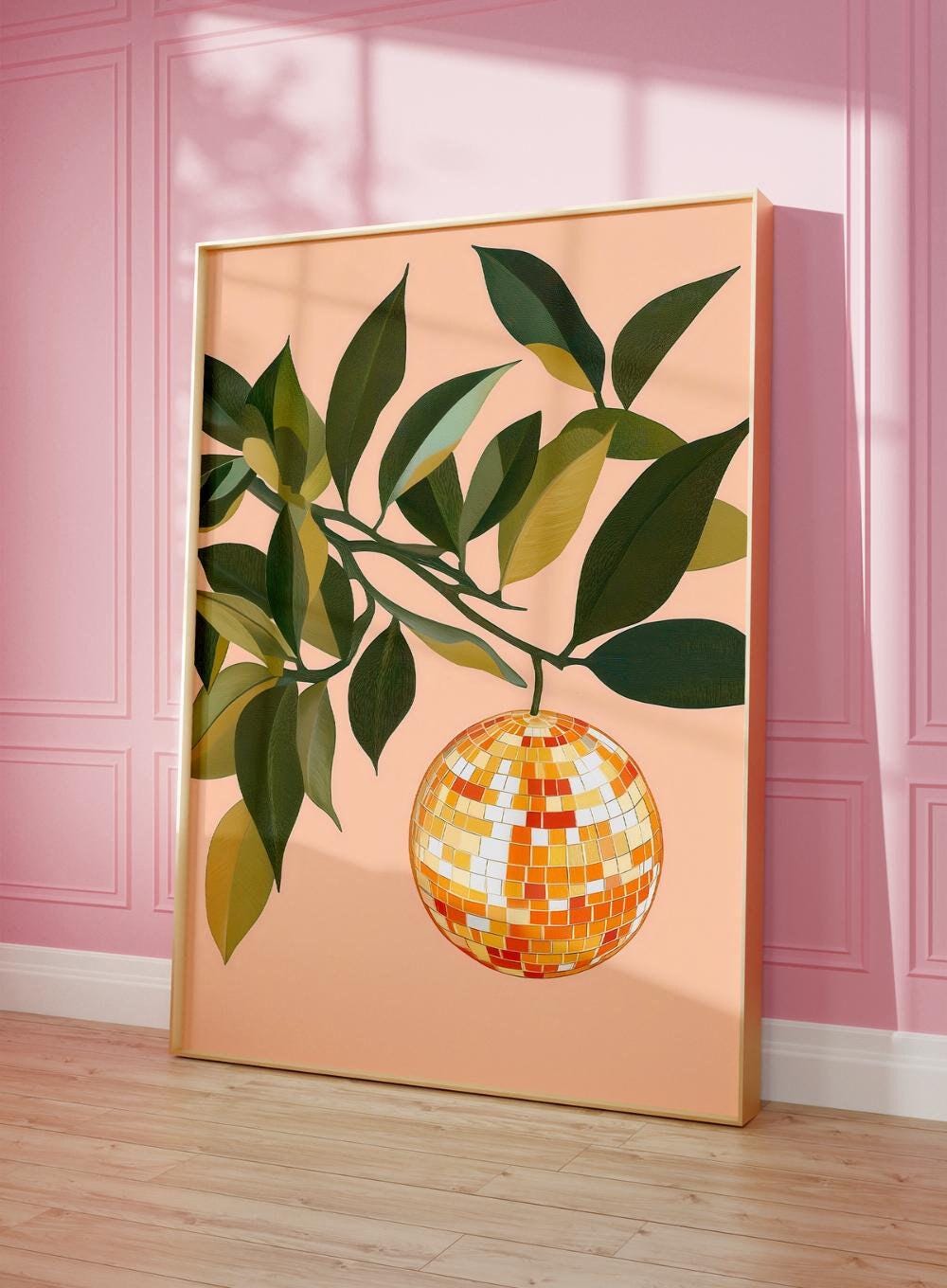 Orange Disco Ball Wall wall art print