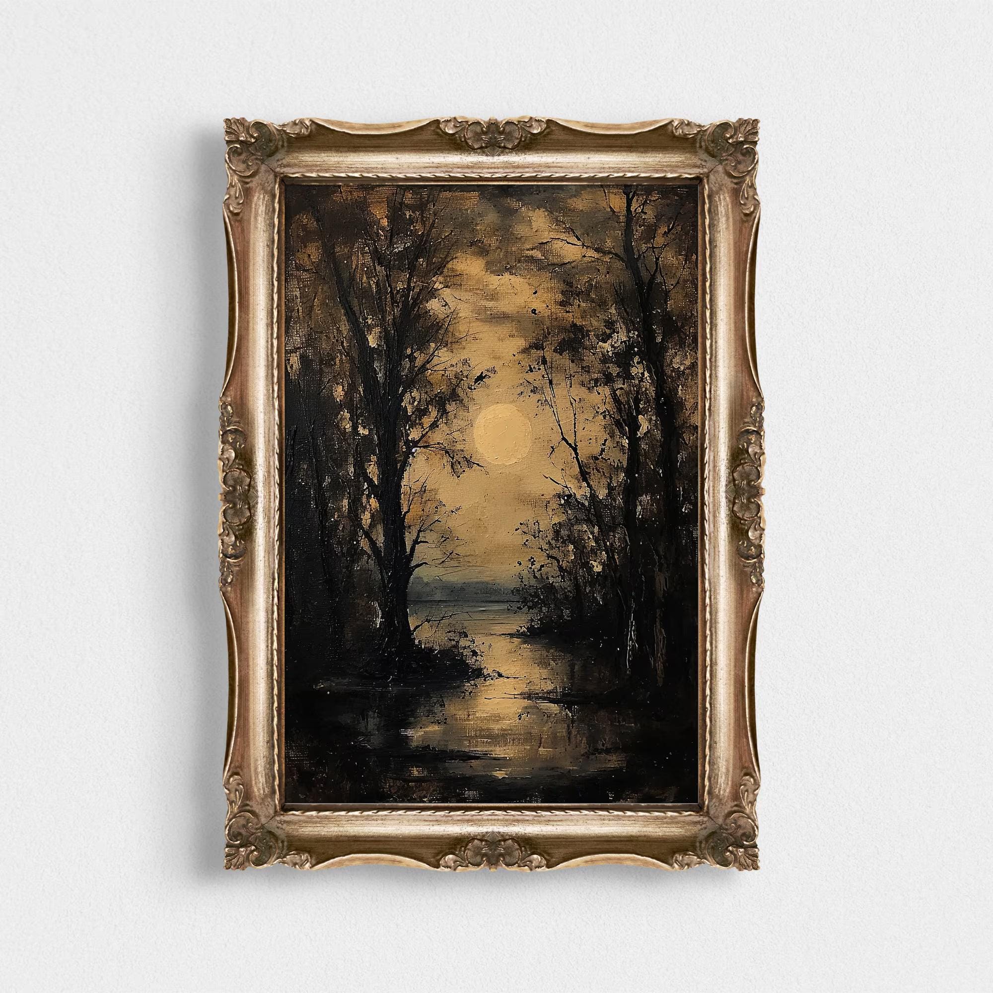 Dark Moody Forest Moon Wall wall art print