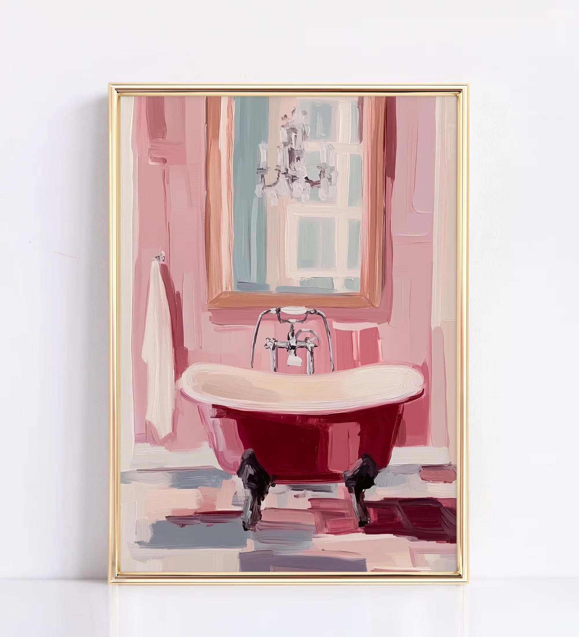 Coquette Pink Bathtub Wall wall art print