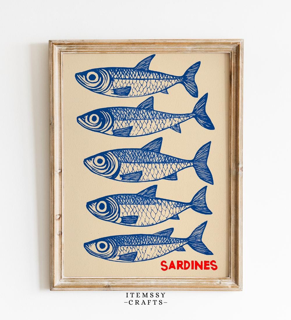 Sardines Retro Fish wall art print
