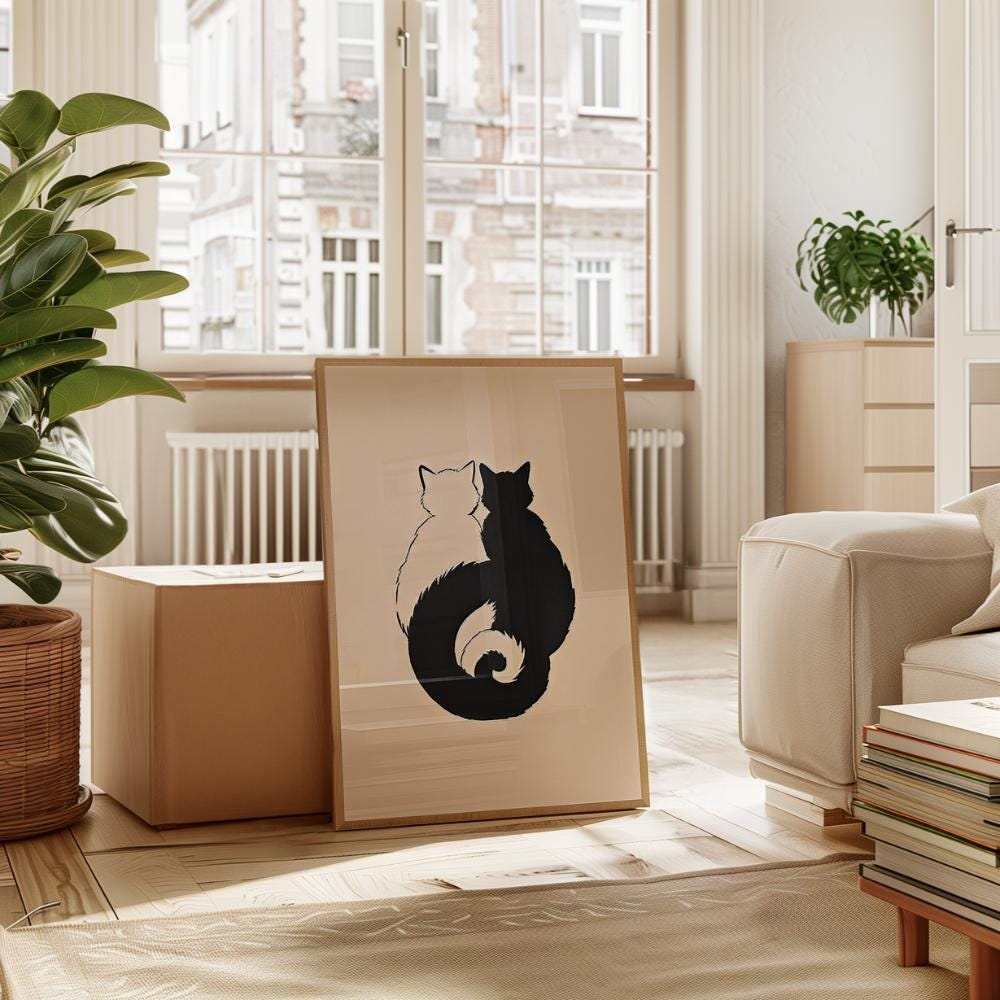 Yin Yang Cat Wall wall art print