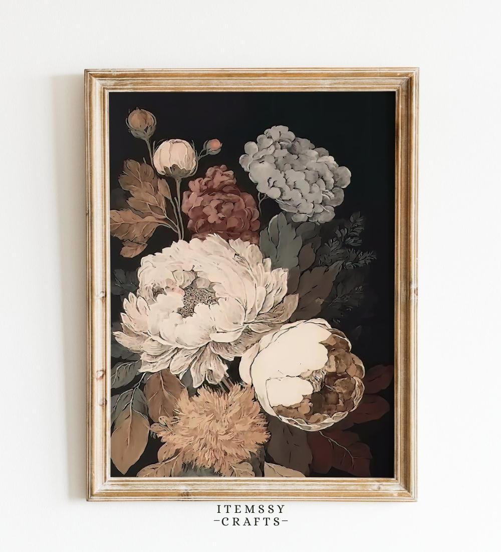 Dark Floral Wall wall art print