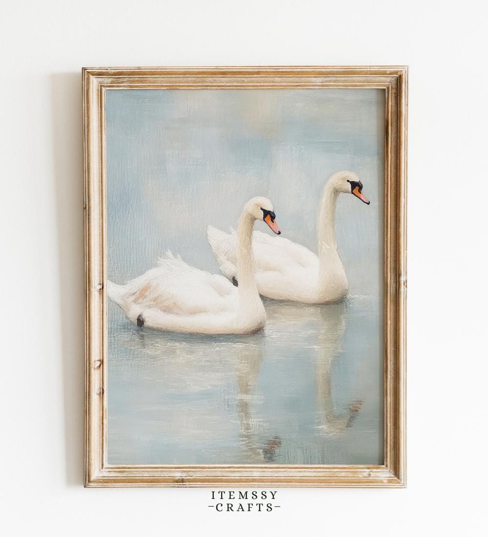 Two White Swans Wall wall art print