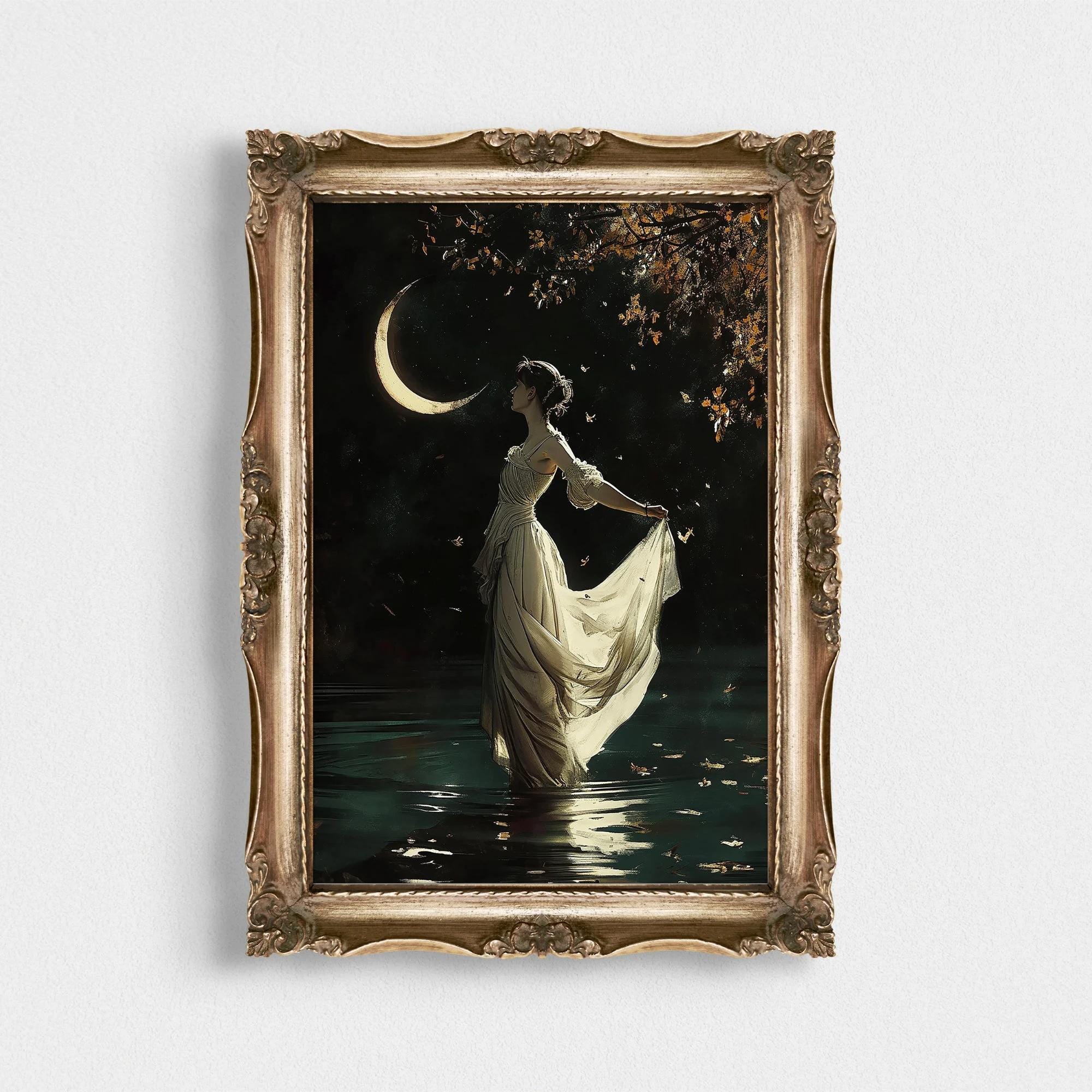 Woman in Moonlight Wall wall art print