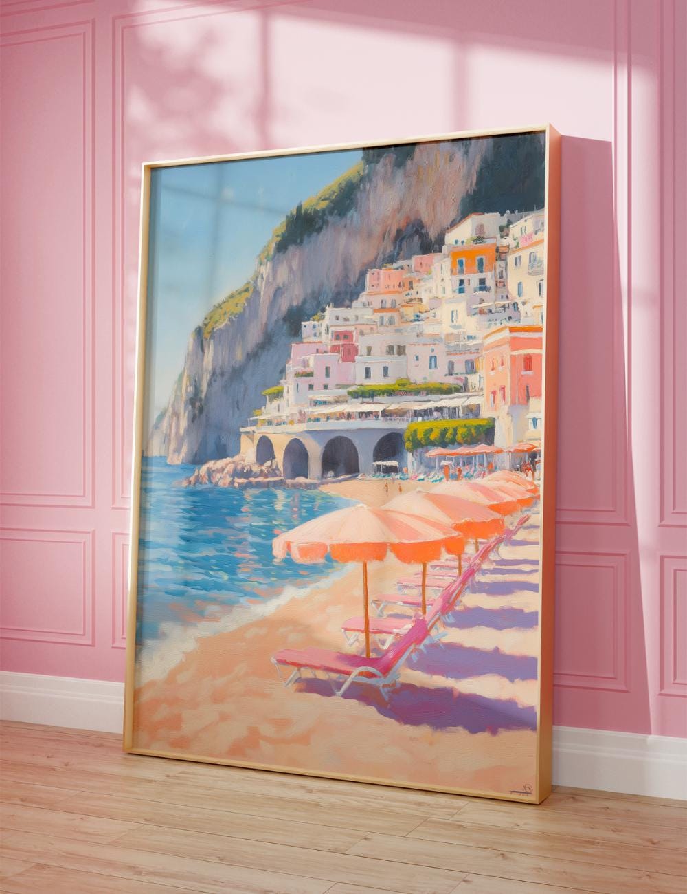 Amalfi Coast Beach Painting wall art print